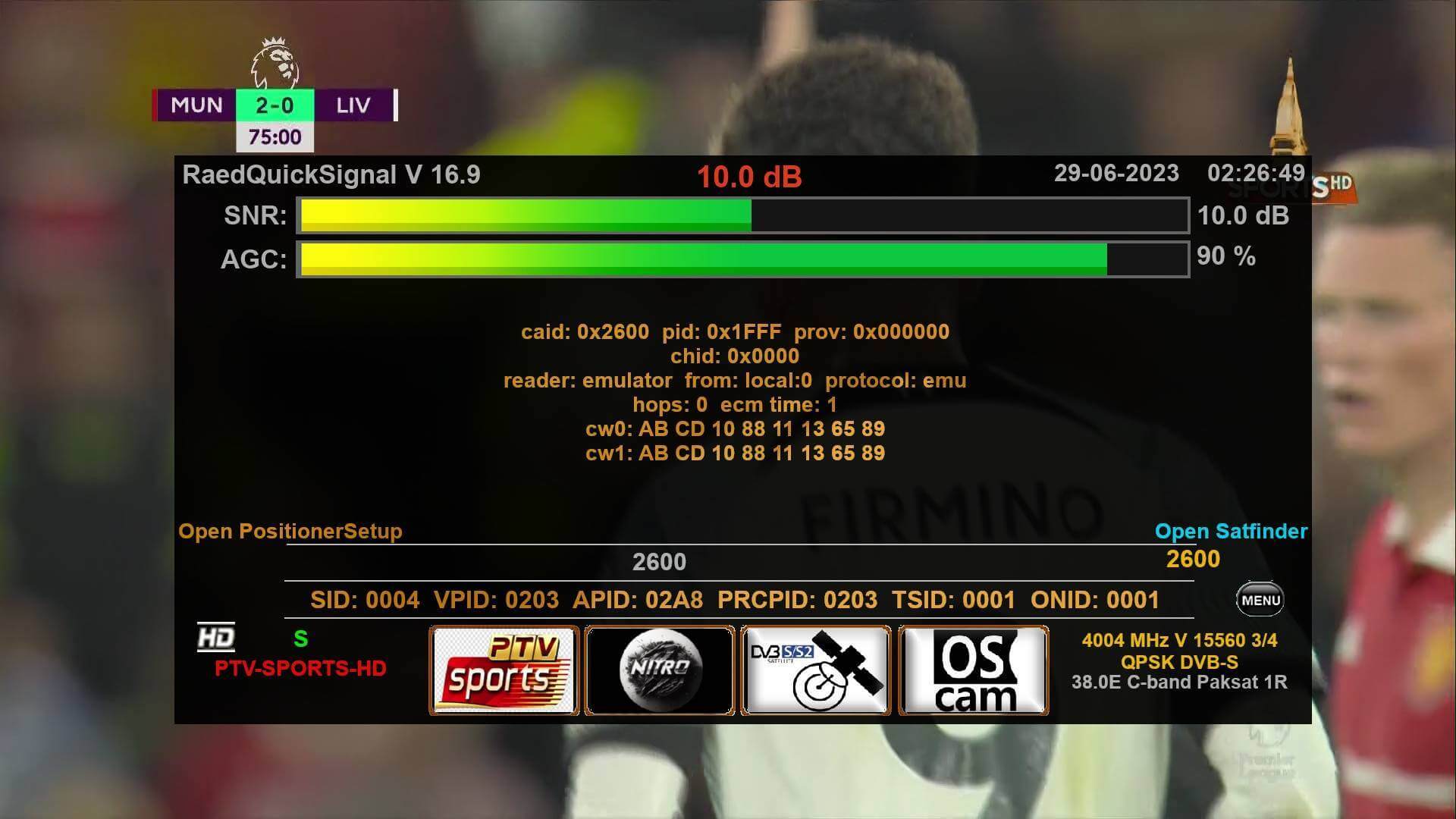 Latest New PTV Sports HD Biss Key Updated