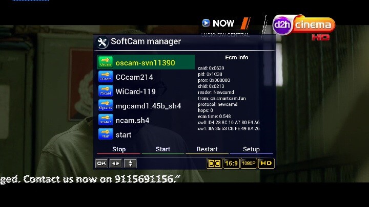 Oscam Working Videocon Config